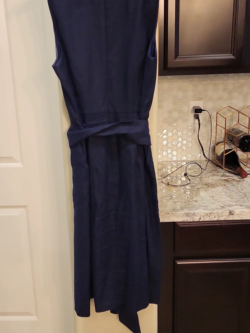 J. Crew Navy Blue Sleeveless Trench Dress 14 Tall - Picture 5 of 6